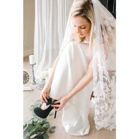 3D Floral Wedding Veil: Handmade Nylon Fingertip Veil Bridal Bride main image 9